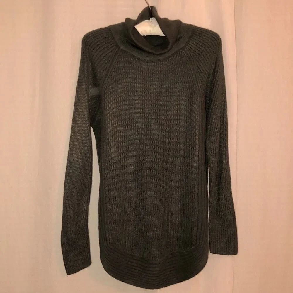 Allison Joy S Camo Moth Green Knit Mock Neck Turtleneck
